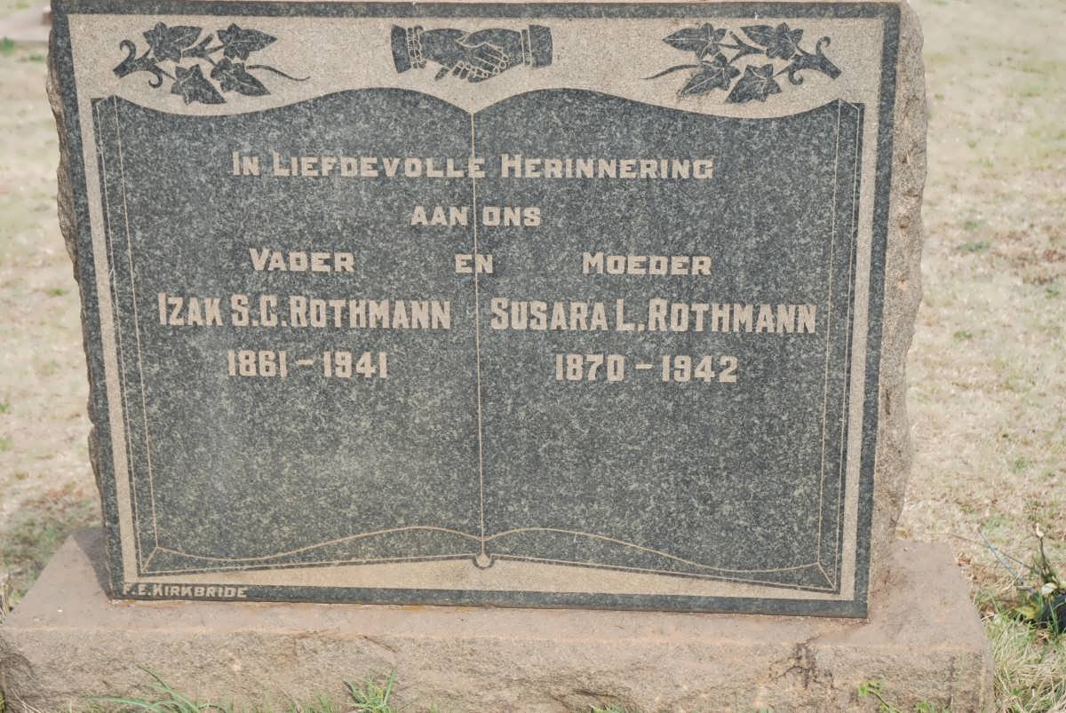 ROTHMANN Izak S.C. 1861-1941 &amp; Susara L. 1870-1942