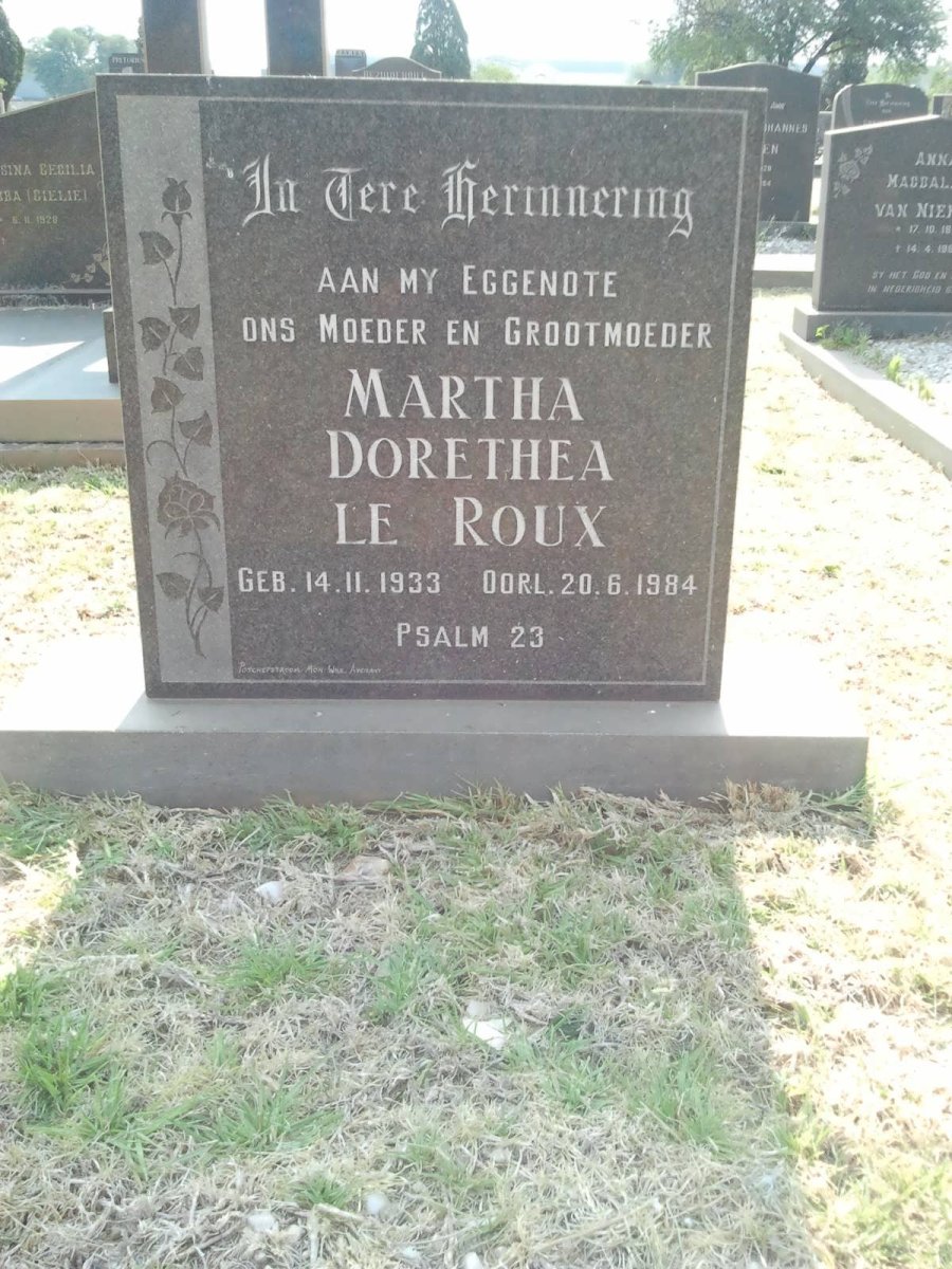 ROUX Martha Dorethea, le 1933-1984