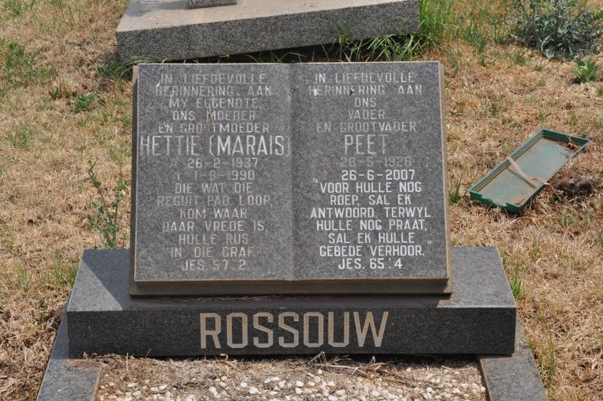 ROSSOUW Peet 1926-2007 &amp; Hettie MARAIS 1937-1990
