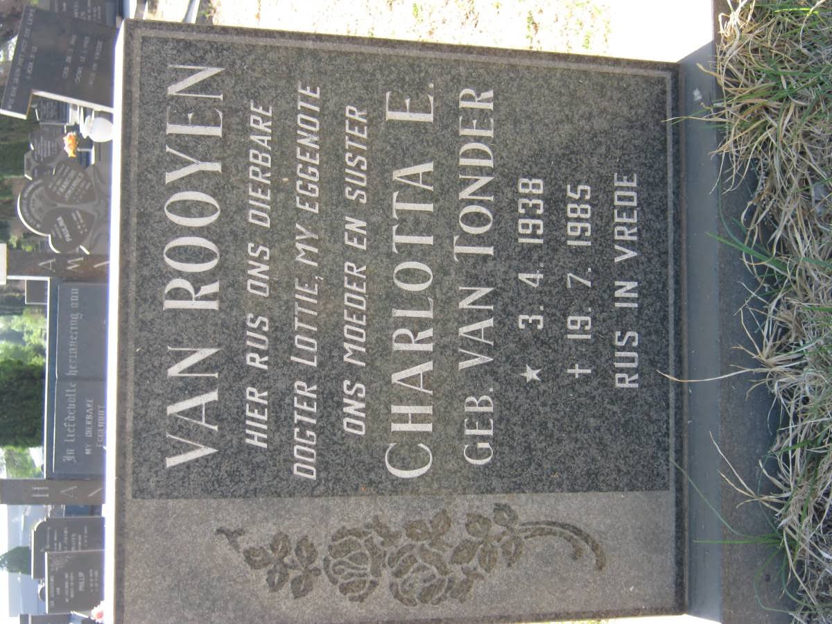 ROOYEN Charlotta E., van nee VAN TONDER 1938-1985