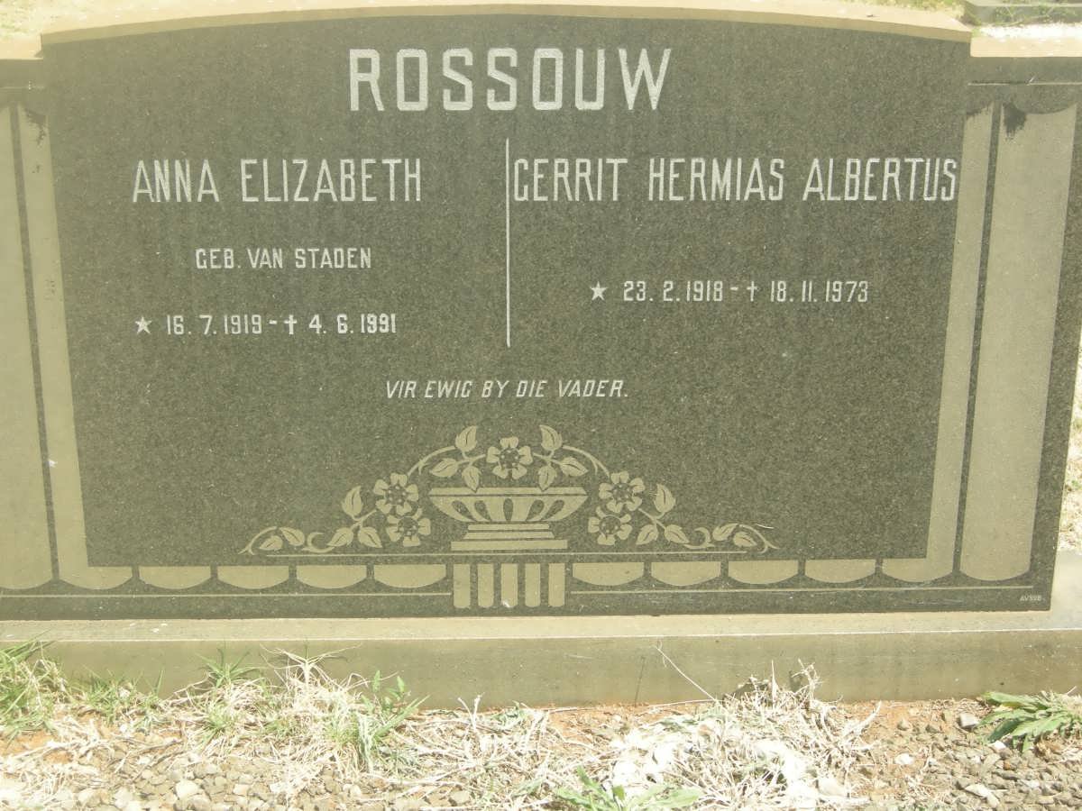 ROSSOUW Gerrit Hermias Albertus 1918-1973 &amp; Anna Elizabeth VAN STADEN 1919-1991