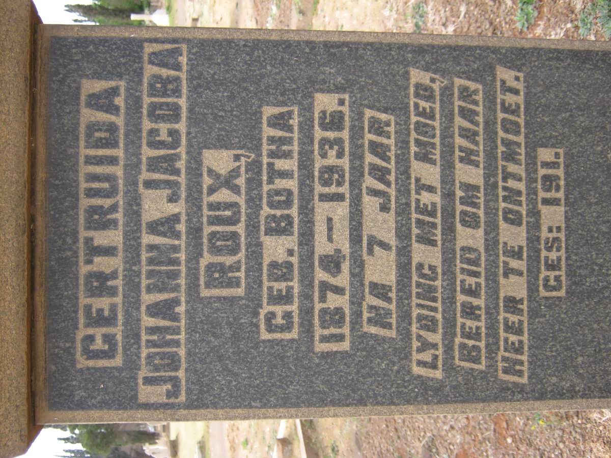 ROUX Johanna Jacoba nee BOTHA 1874-1936