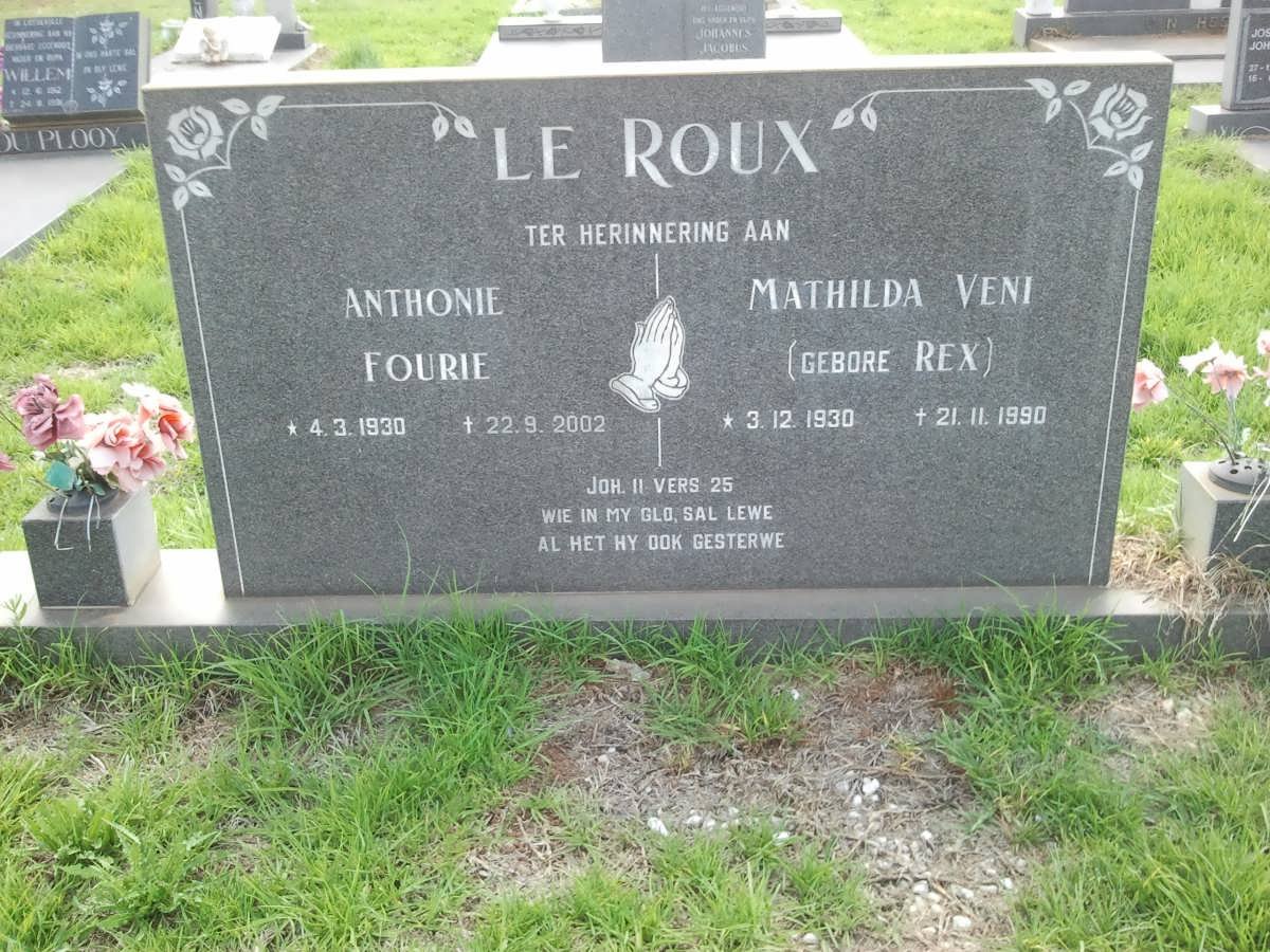 ROUX Anthonie Fourie, le 1930-2002 &amp; Mathilda Veni REX 1930-1990