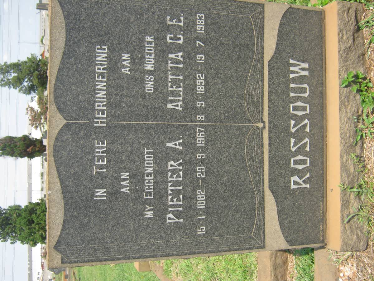 ROSSOUW Pieter A. 1882-1967 &amp; Aletta C.E. 1892-1983