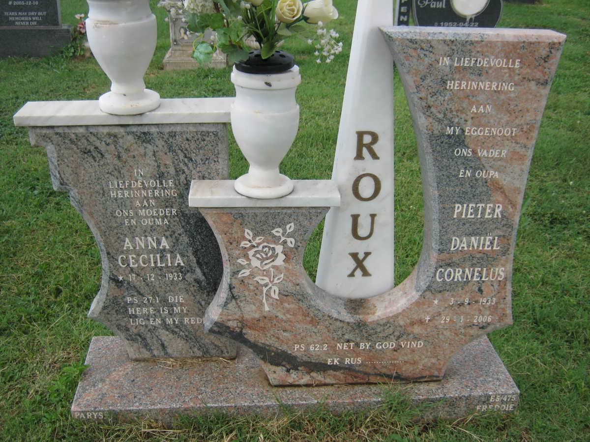 ROUX Pieter Daniël Cornelus 1933-2006 &amp; Anna Cecilia 1933-
