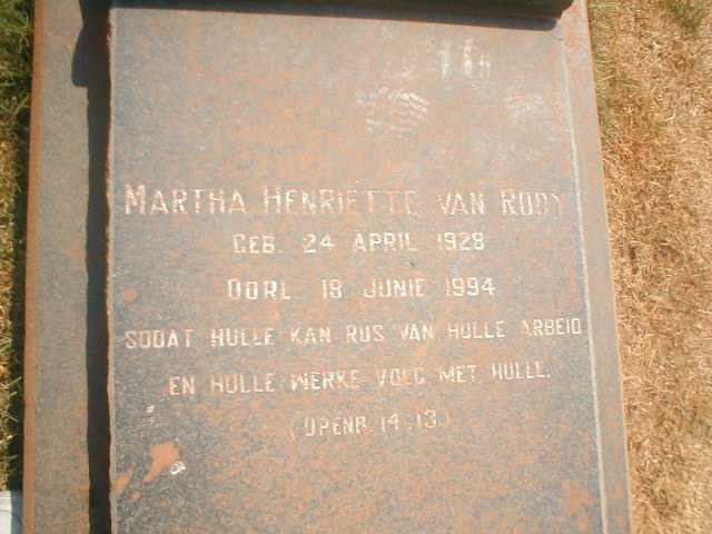 ROOY Martha Henriëtte van, 1928-1994