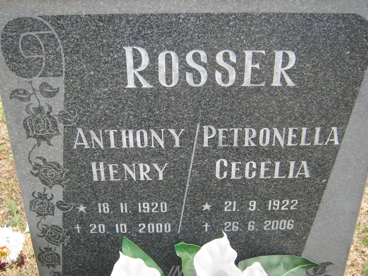 ROSSER Anthony Henry 1920-2000 &amp; Petronella Cecelia 1922-2006