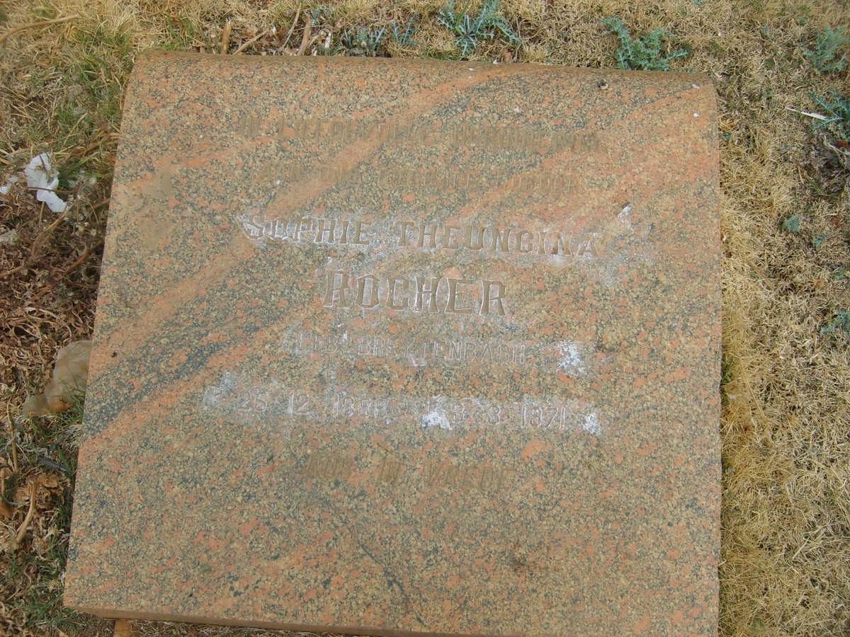ROCHER Sophie Theunbina nee BREYTENBACH 1859-1971