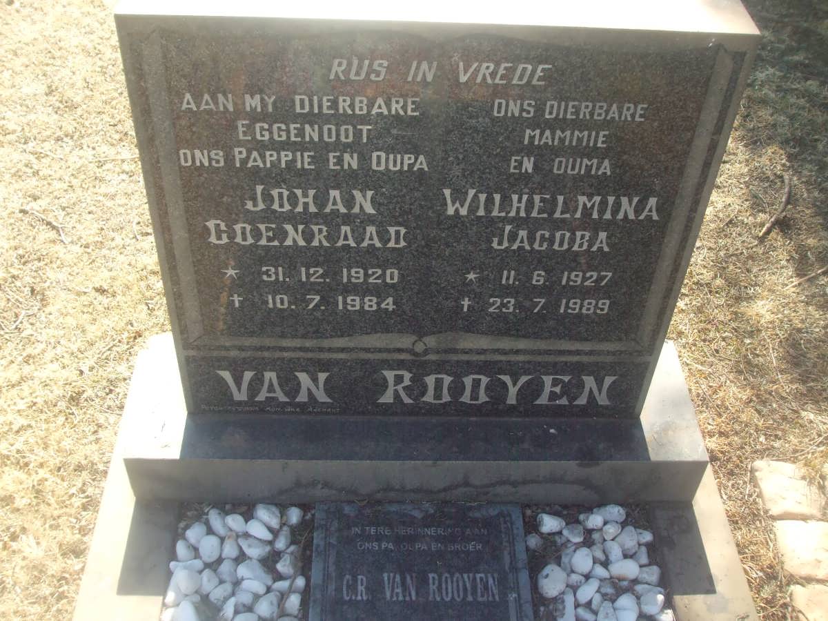 ROOYEN Johan Coenraad, van 1920-1984 &amp; Wilhelmina Jacoba 1927-1989 :: VAN ROOYEN C.R. 1948-2007