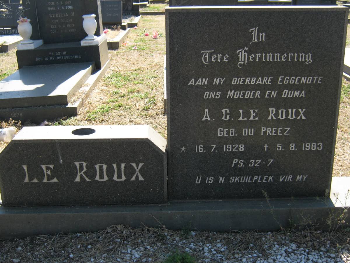 ROUX A.C., le nee DU PREEZ 1928-1983