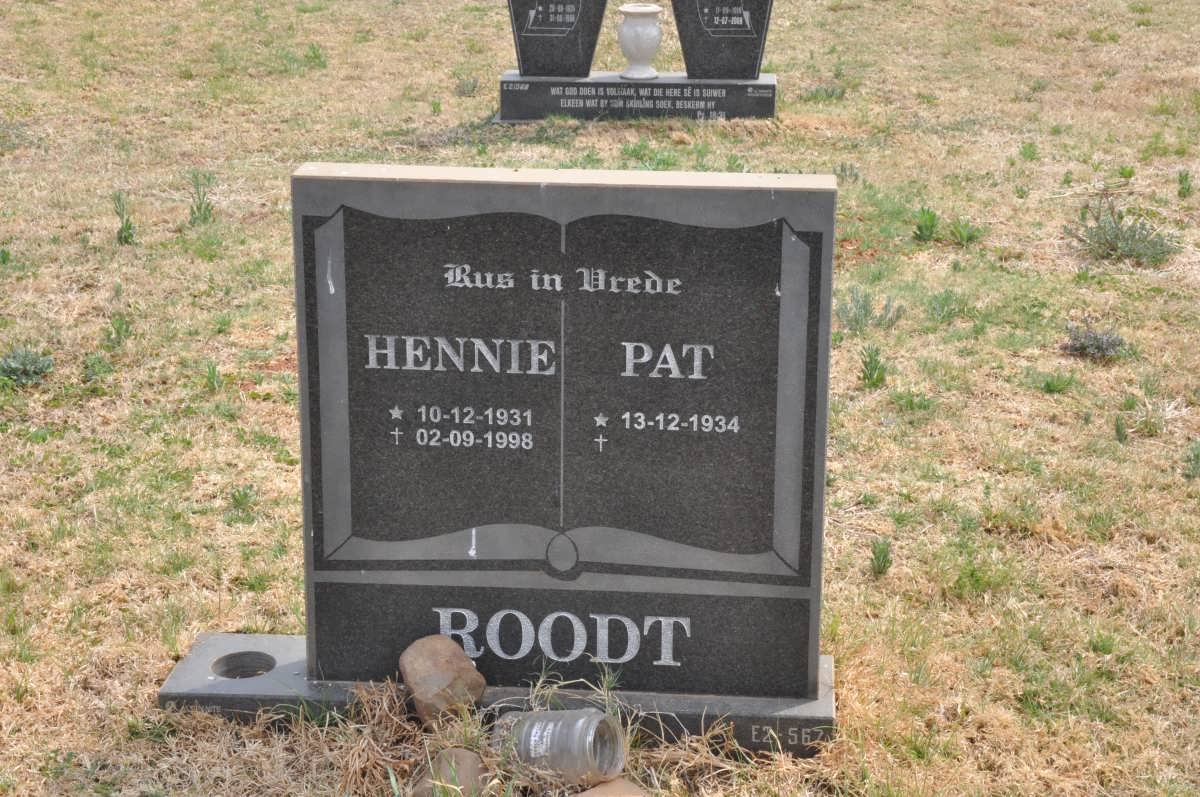 ROODT Hennie 1931-1998 &amp; Pat 1934-