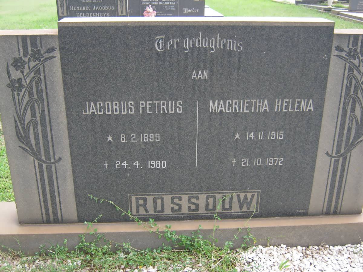 ROSSOUW Jacobus Petrus 1899-1980 &amp; Magrietha Helena 1915-1972