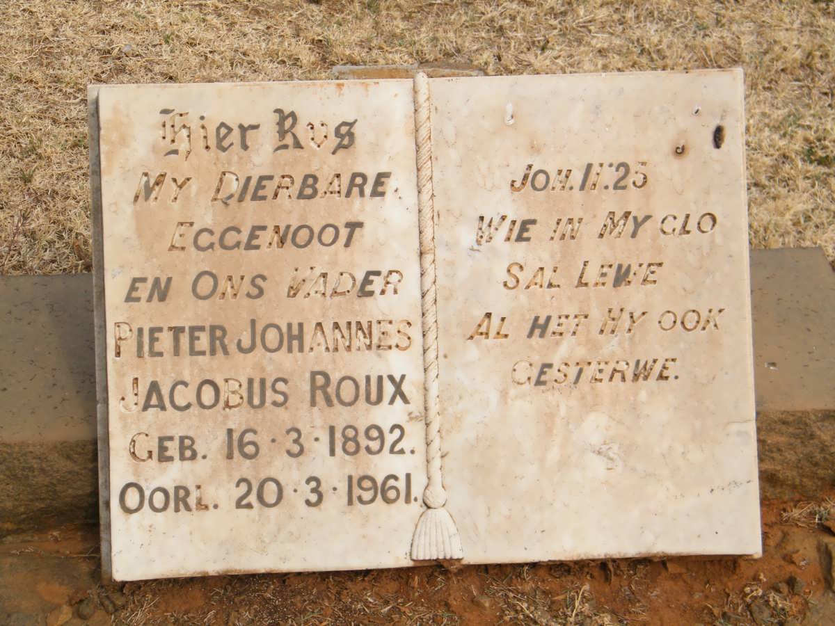 ROUX Pieter Johannes Jacobus 1892-1961