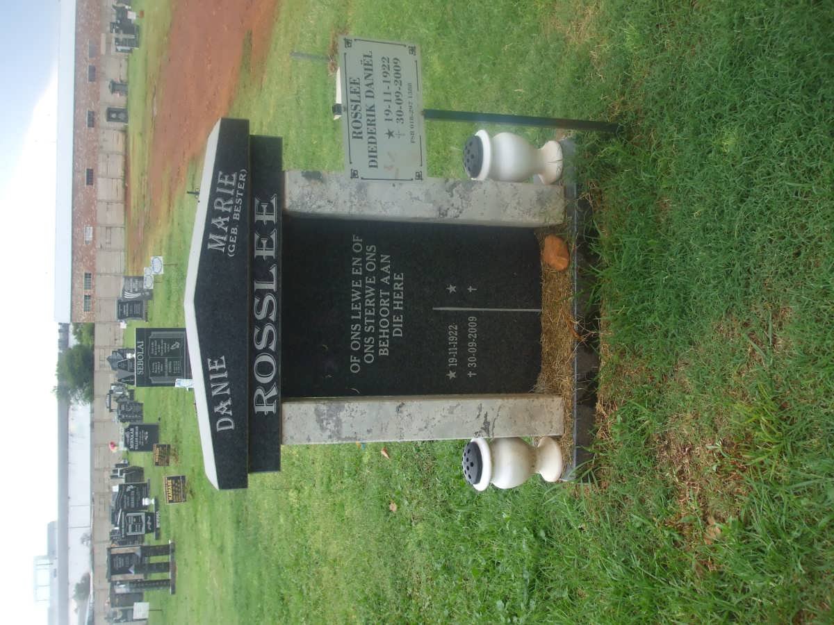 ROSSLEE Diederik Daniël 1922-2009 &amp; Marie BESTER