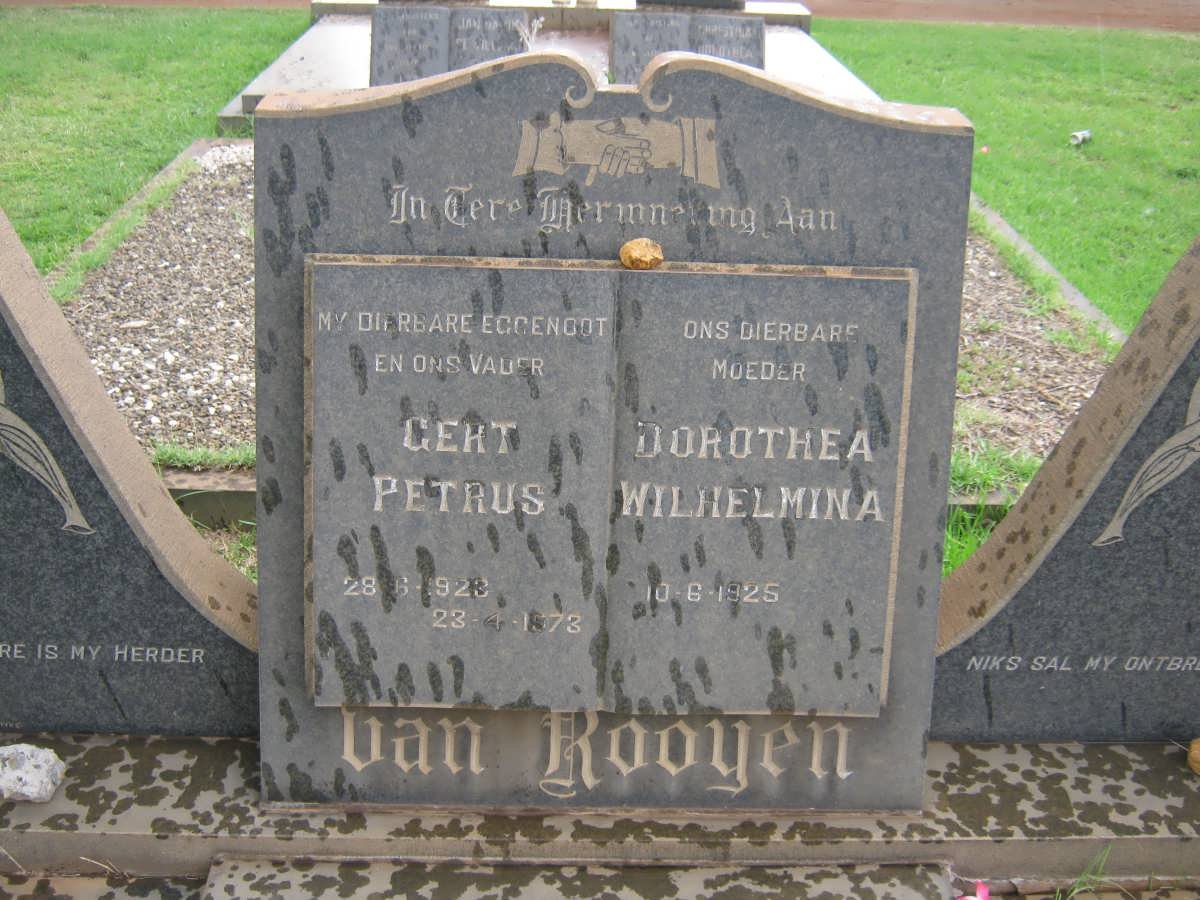 ROOYEN Gert Petrus, van 1923-1973 &amp; Dorothea Wilhelmina 1925-