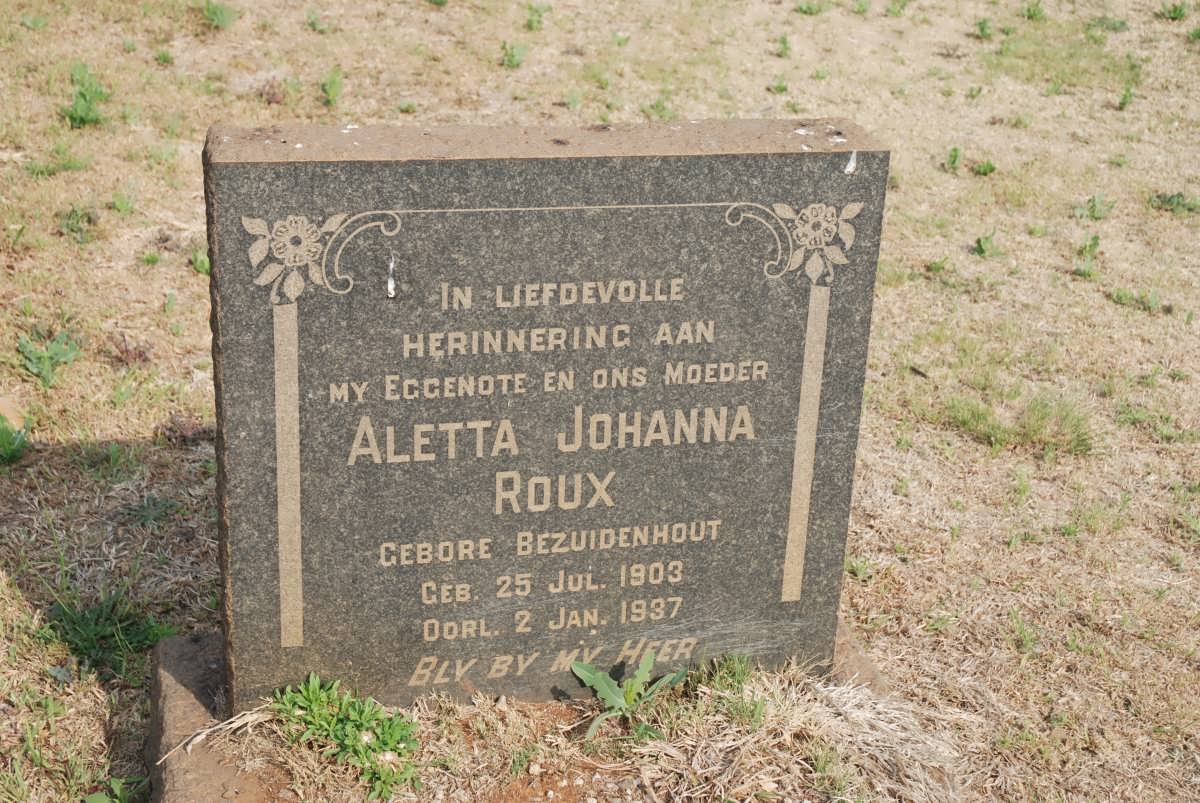 ROUX Aletta Johanna nee BEZUIDENHOUT 1903-1937