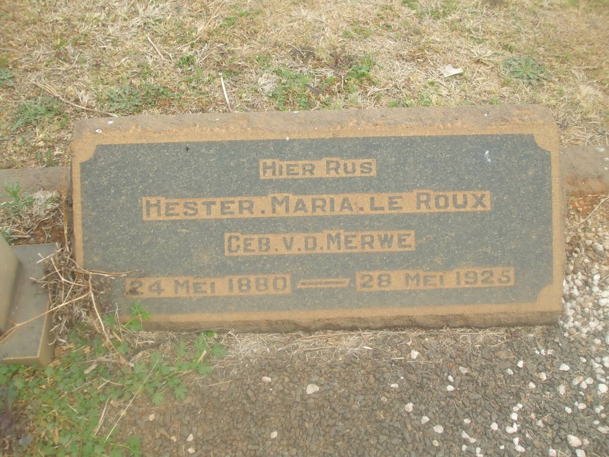 ROUX Hester Maria, le nee VAN DER MERWE 1880-1925
