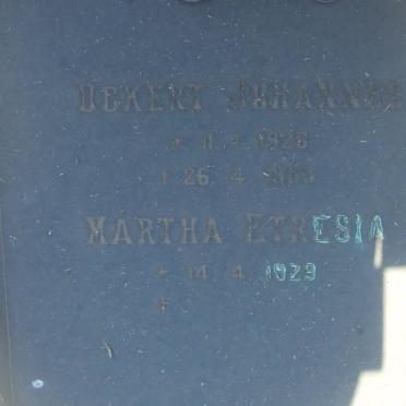 SWARTZ Ockert Johannes 1926-1983 &amp; Martha Etresia 1929-