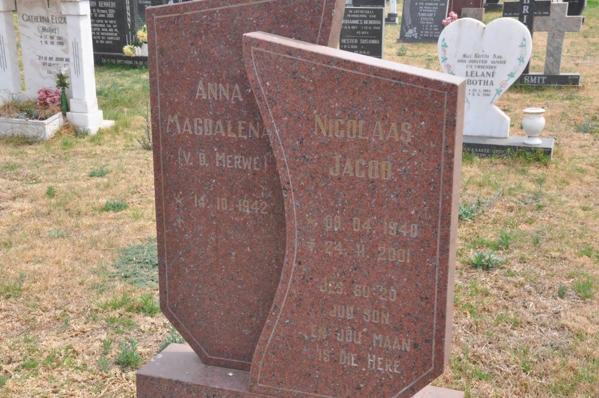 SWART Nicolaas Jacob 1940-2001 &amp; Anna Magdalena V D MERWE 1942-