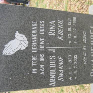SWANEPOEL Arnoldus J. 1923-2005 &amp; Rina 1931-2000