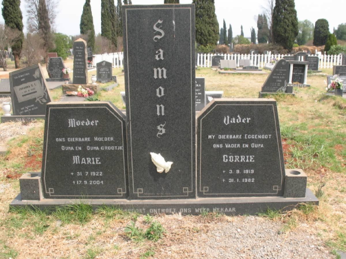 SAMONS Corrie 1919-1982 &amp; Marie 1922-2004