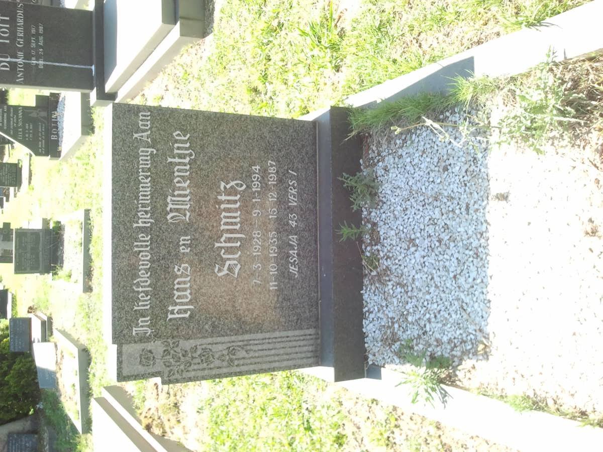 SCHMITZ Hans 1928-1994 &amp; Mientjie 1935-1987