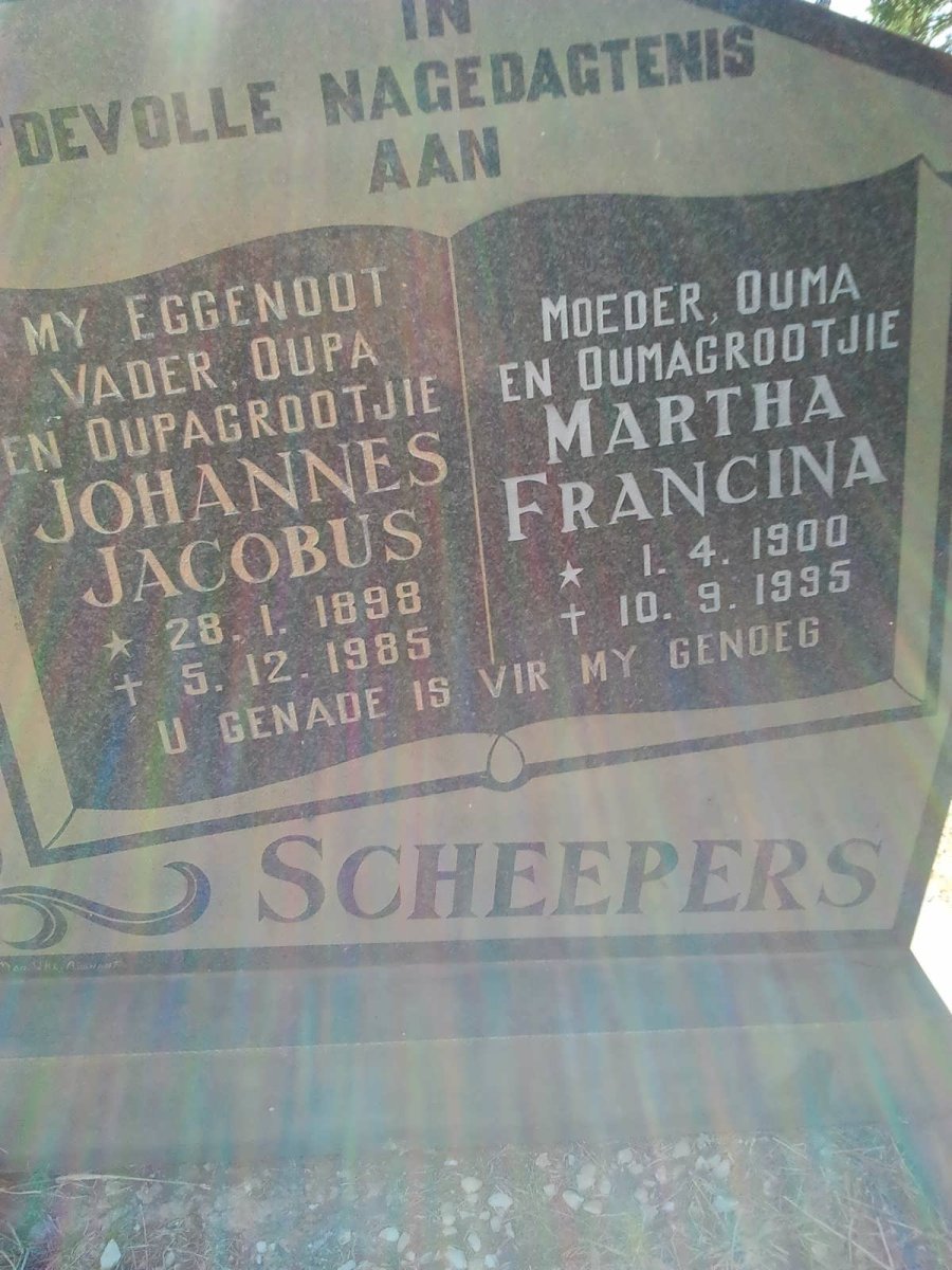 SCHEEPERS Johannes Jacobus 1898-1985 &amp; Martha Francina 1900-1995