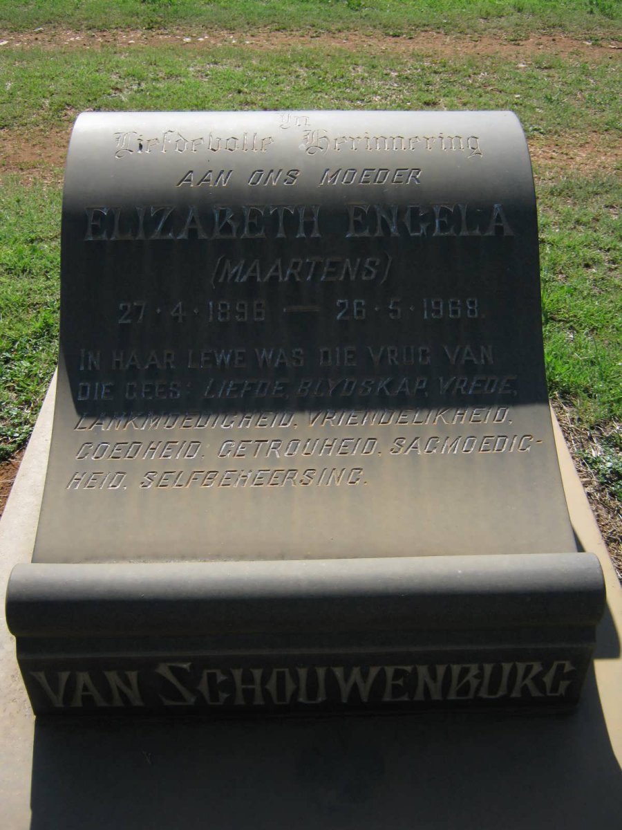 SCHOUWENBURG Elizabeth Engela, van nee MAARTENS 1896-1968