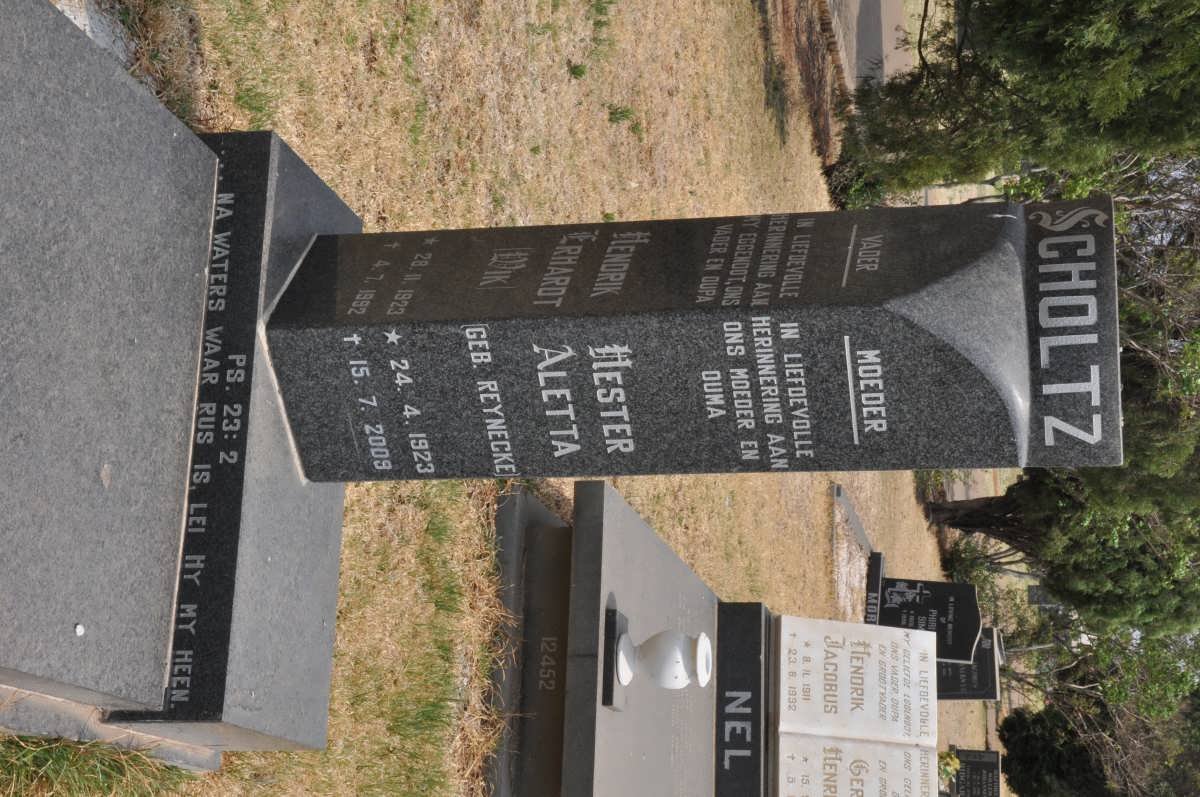 SCHOLTZ Hendrik Erhardt 1923-1992 &amp; Hester Aletta REYNECKE 1923-2009