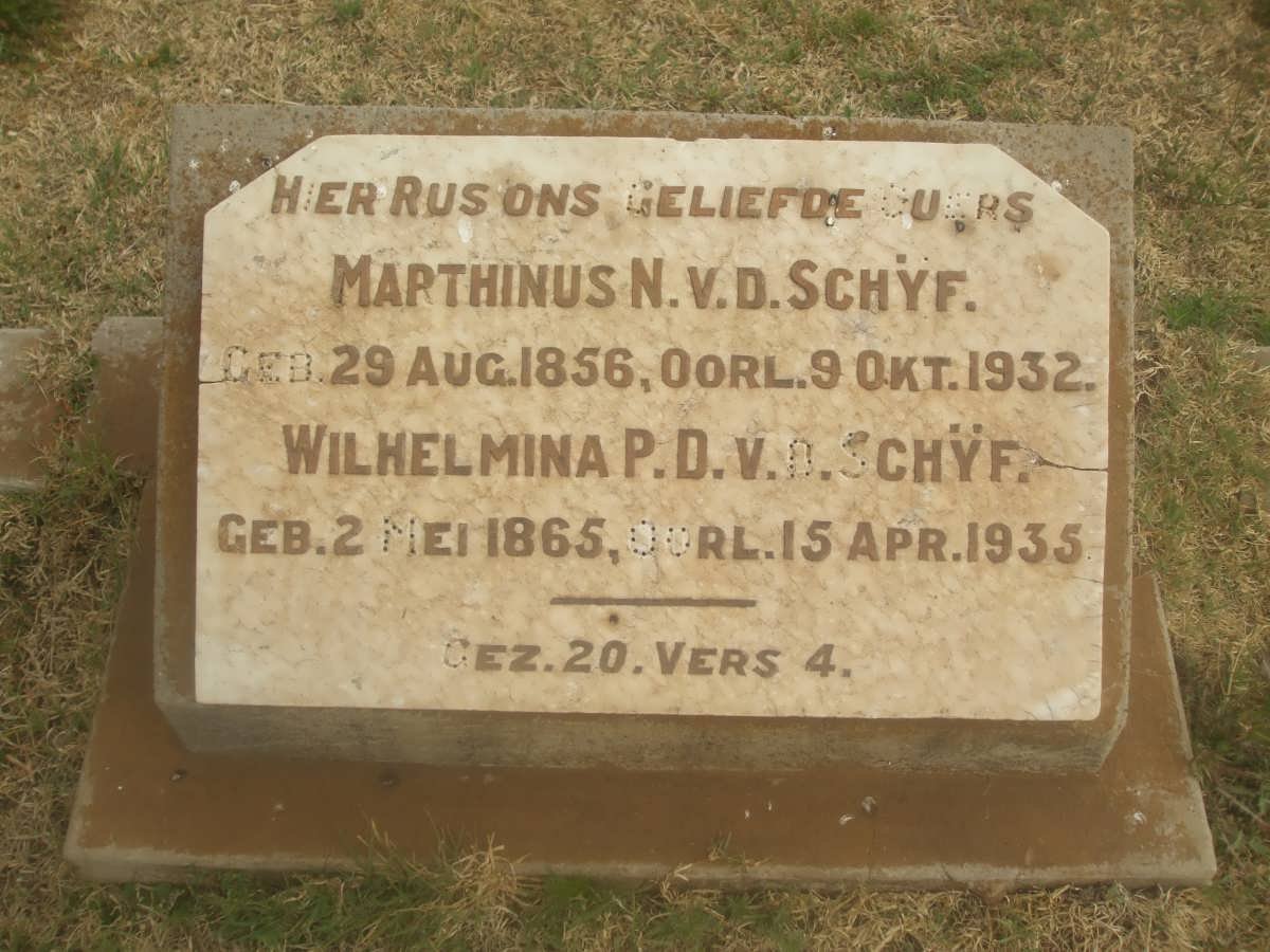 SCHŸF Marthinus N., v.d. 1856-1932 &amp; Wilhelmina P.D. 1865-1935