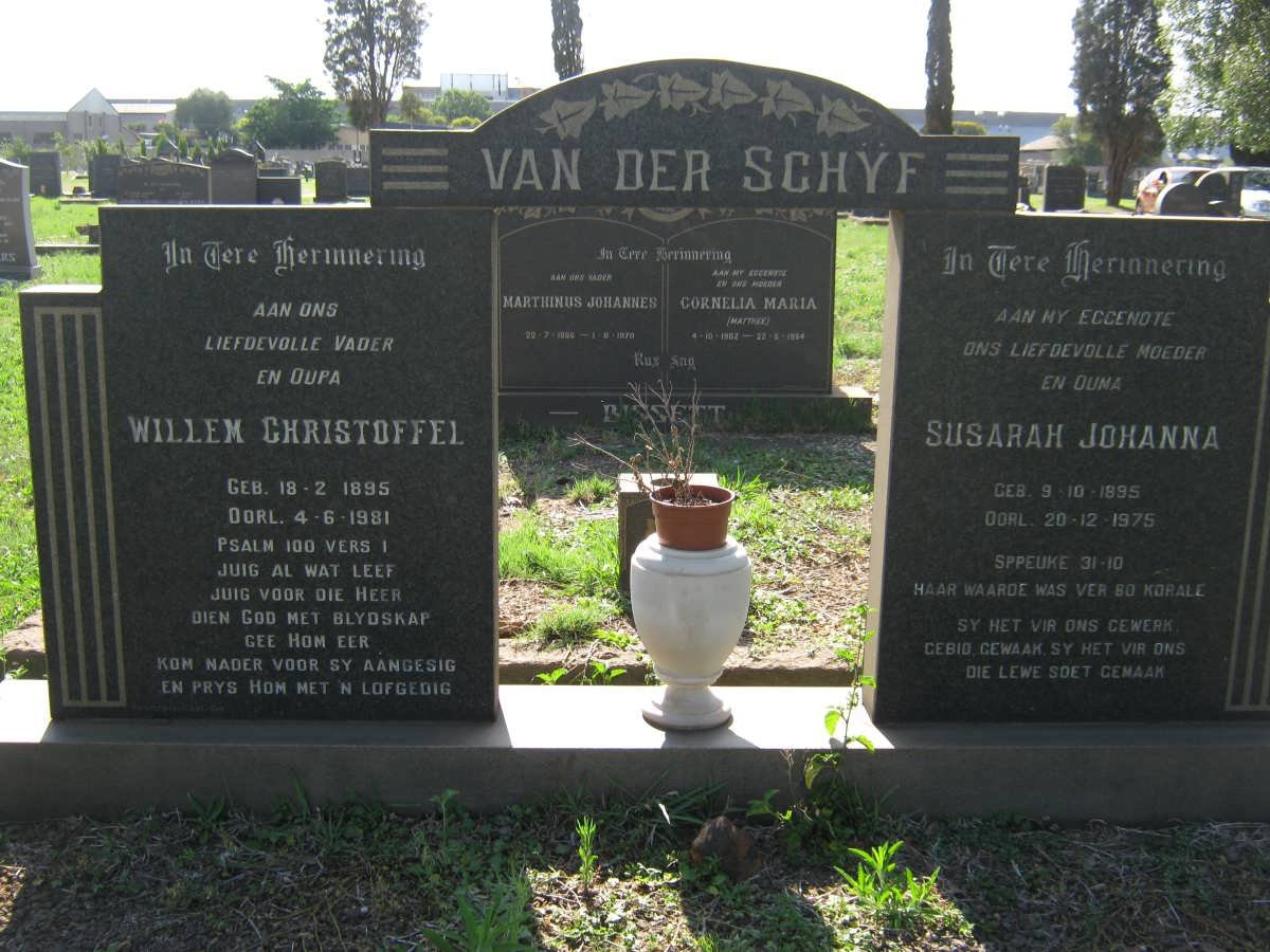 SCHŸF Willem Christoffel, van der 1895-1981 &amp; Susarah Johanna 1895-1975