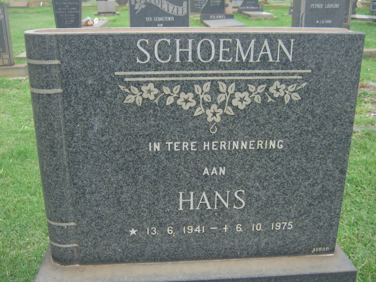 SCHOEMAN Hans 1941-1975