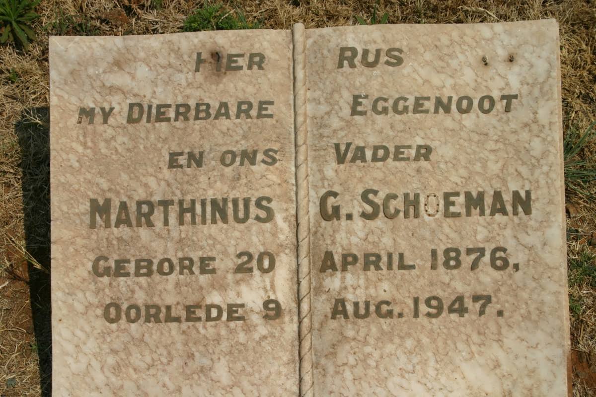 SCHOEMAN Marthinus G. 1876-1947
