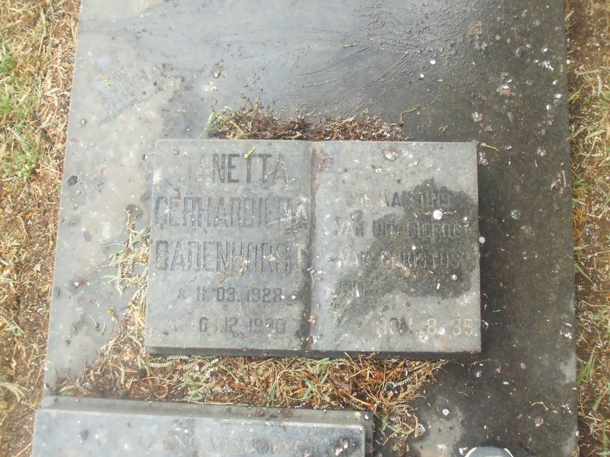 BADENHORST Janetta Gerhardiena 1928-1990