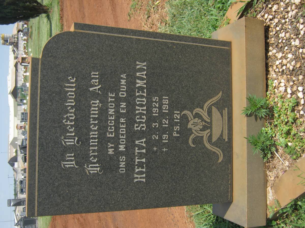 SCHOEMAN Hetta 1925-1981