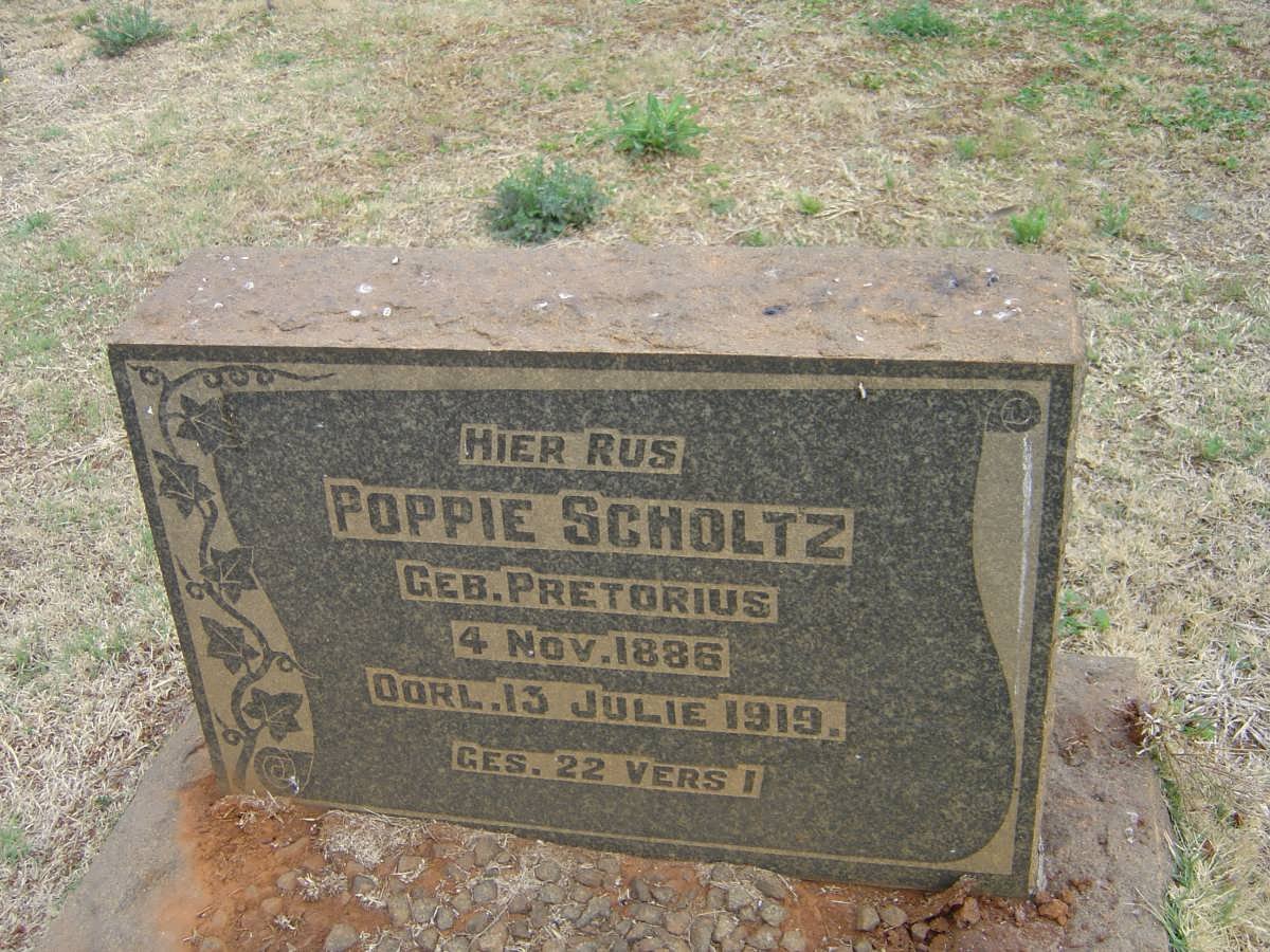 SCHOLTZ Poppie nee PRETORIUS 1886-1919