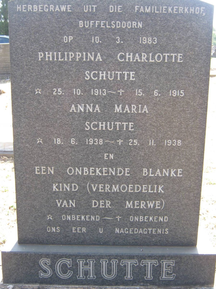 SCHUTTE Philippina Charlotte 1913-1915 :: SCHUTTE Anna Maria 1938-1938 :: ?