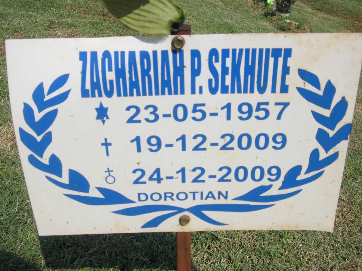 SEKHUTE Zachariah P. 1957-2009