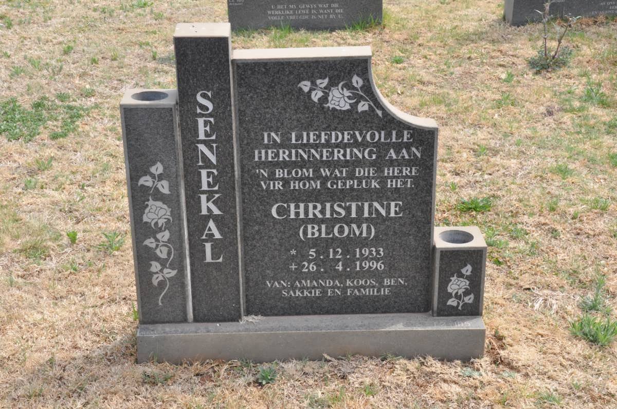SENEKAL Christine nee BLOM 1933-1996