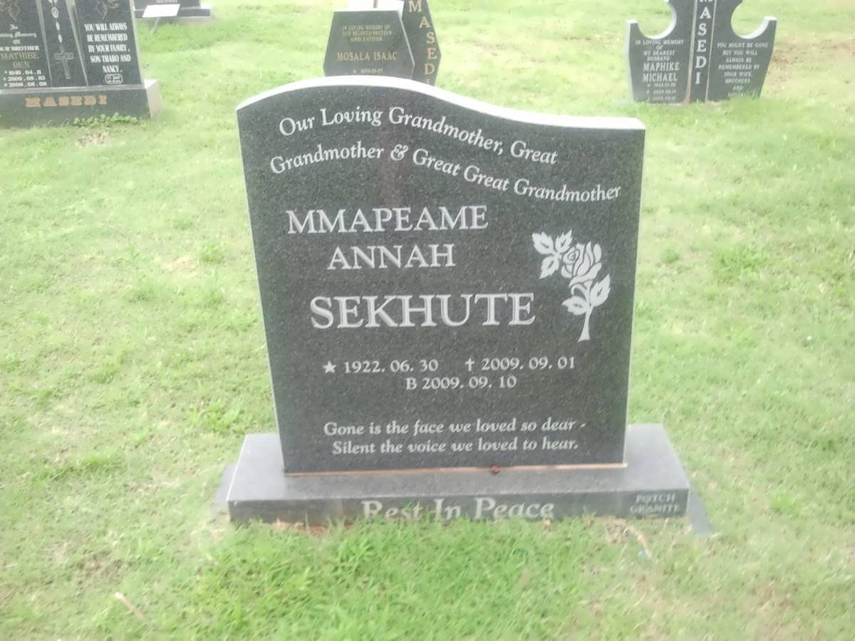 SEKHUTE Mmapeame Annah 1922-2009
