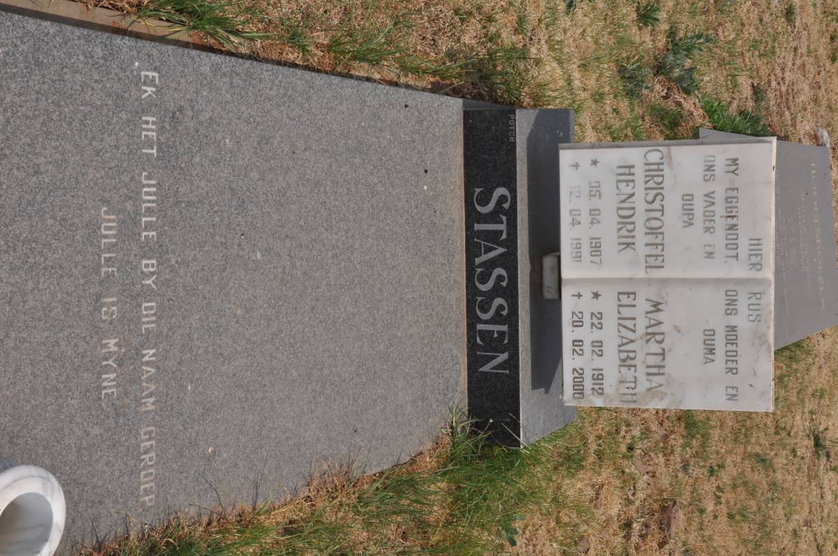 STASSEN Christoffel Hendrik 1907-1991 &amp; Martha Elizabeth 1912-2000