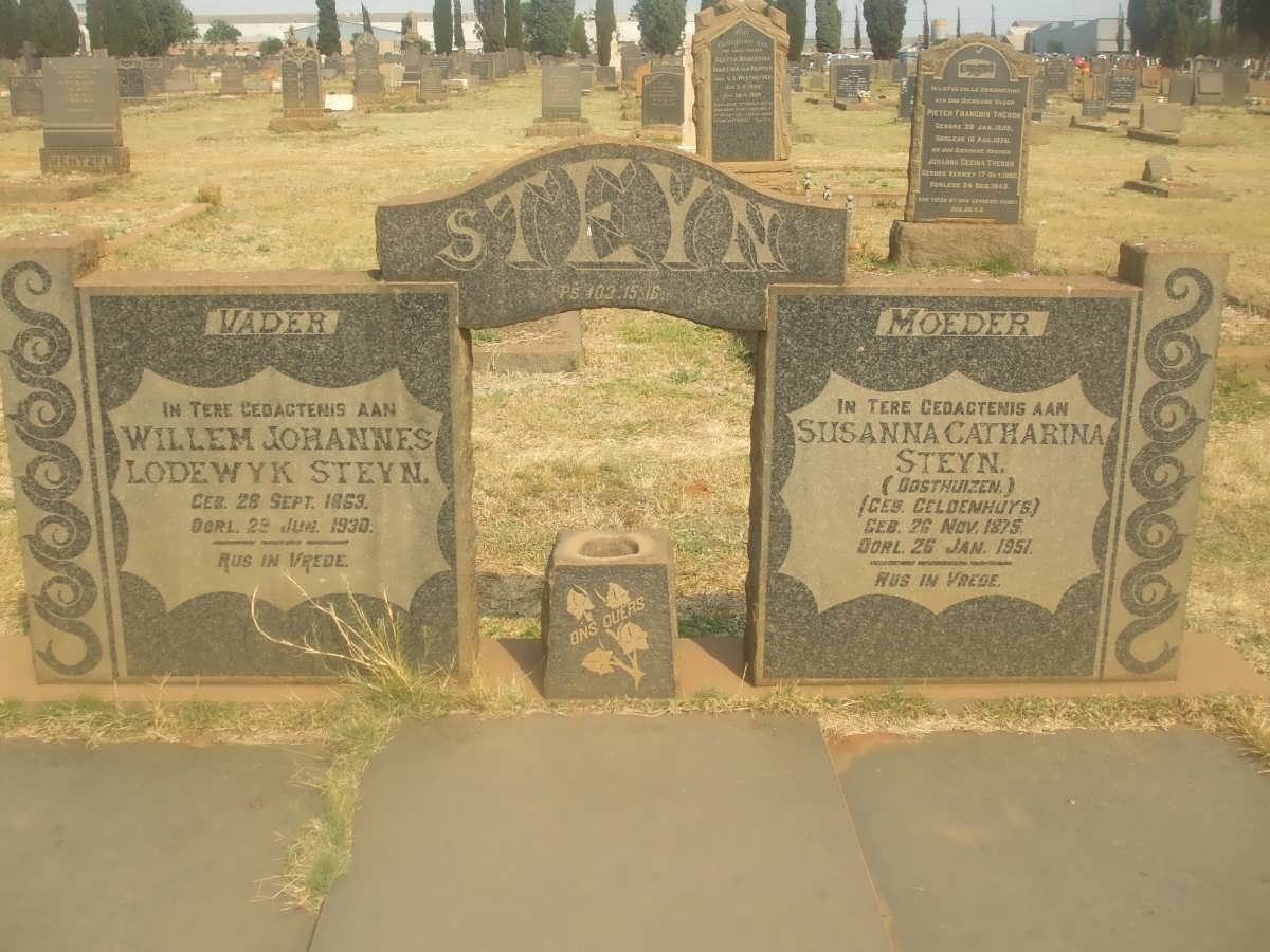 STEYN Willem Johannes Lodewyk 1863-1930 &amp; Susanna Catharina OOSTHUIZEN nee GELDENHUYS 1875-1951