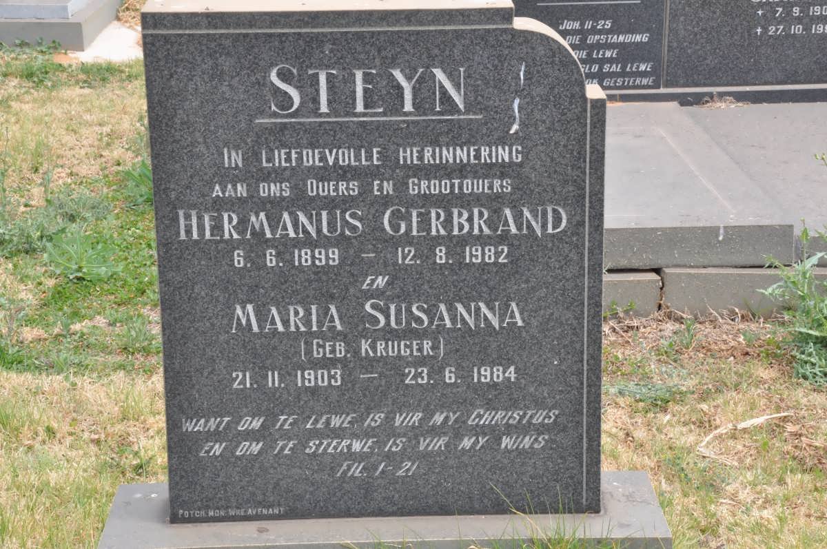 STEYN Hermanus Gerbrand 1899-1982 &amp; Maria Susanna KRUGER 1903-1984
