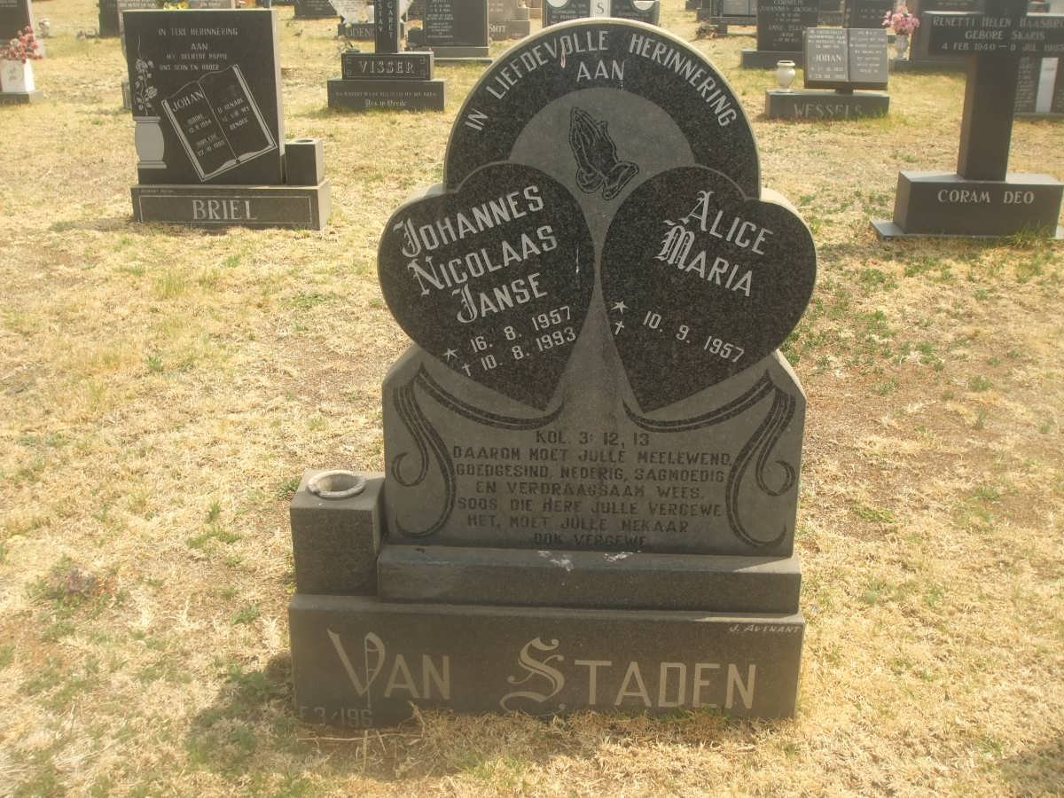 STADEN Johannes Nicolaas Janse, van 1957-1993