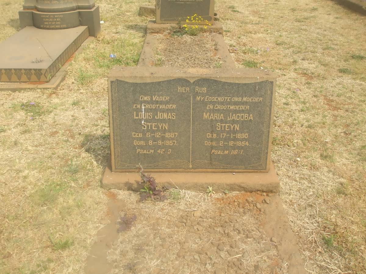 STEYN Louis Jonas 1887-1957 &amp; Maria Jacoba 1890-1954