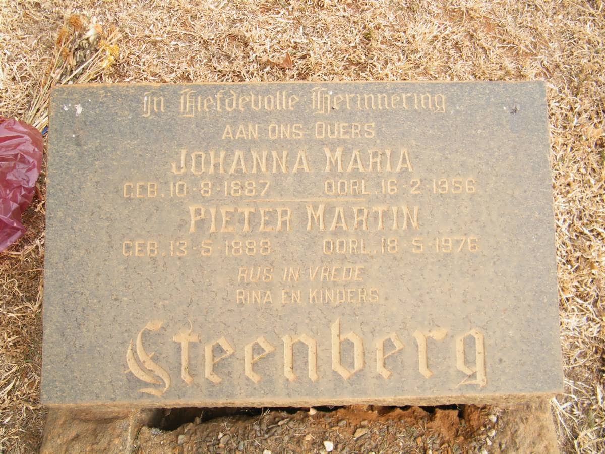 STEENBERG Pieter Martin 1888-1976 &amp; Johanna Maria 1887-1956