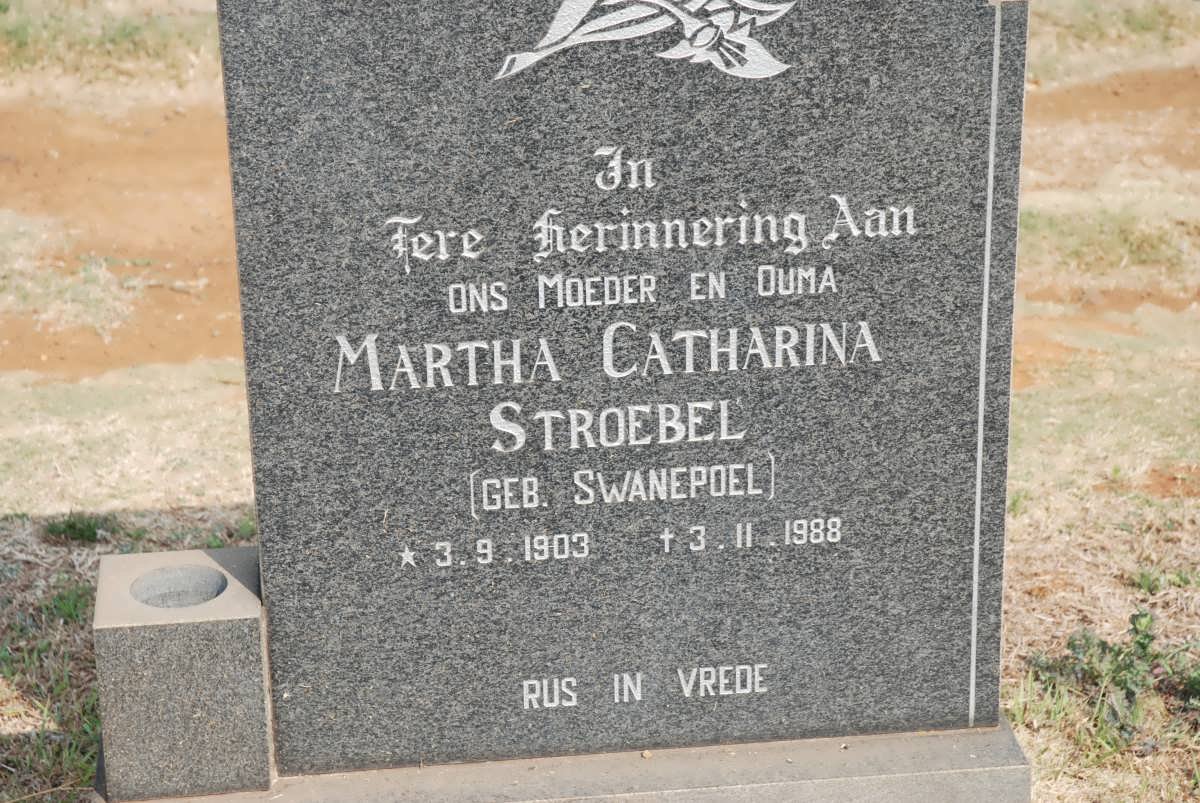 STROEBEL Martha Catharina nee SWANEPOEL 1903-1988