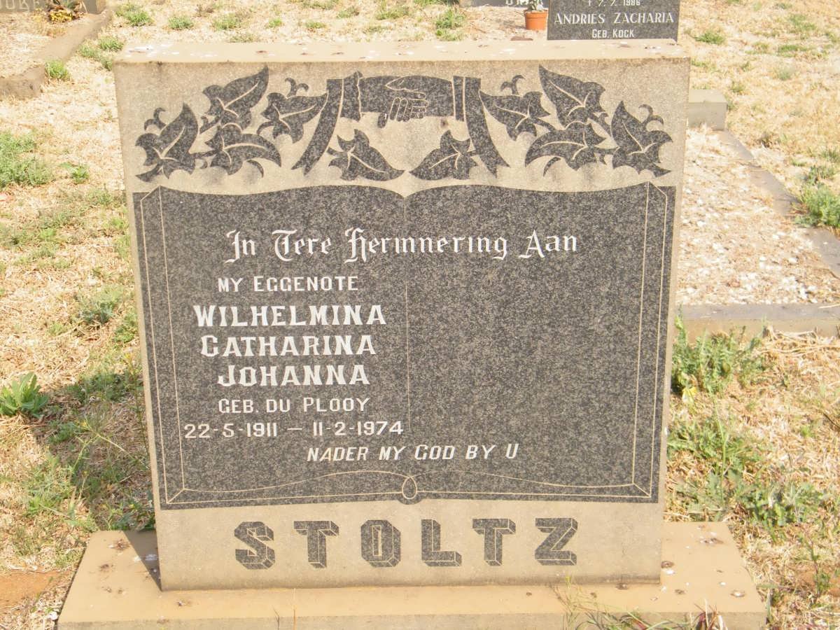 STOLTZ Wilhelmina Catharina Johanna nee DU PLOOY 1911-1974