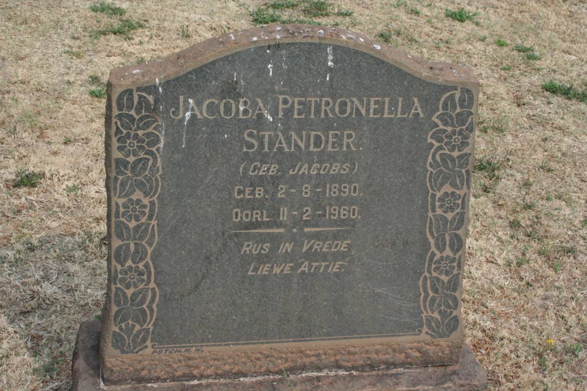 STANDER Jacoba Petronella nee JACOBS 1890-1960