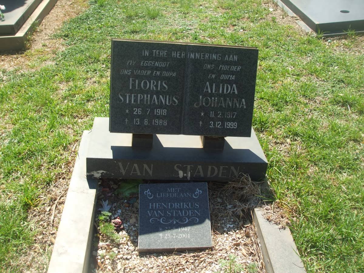 STADEN Floris Stephanus, van 1918-1988 &amp; Alida Johanna 1917-1999 :: VAN STADEN Hendrikus 1947-2001